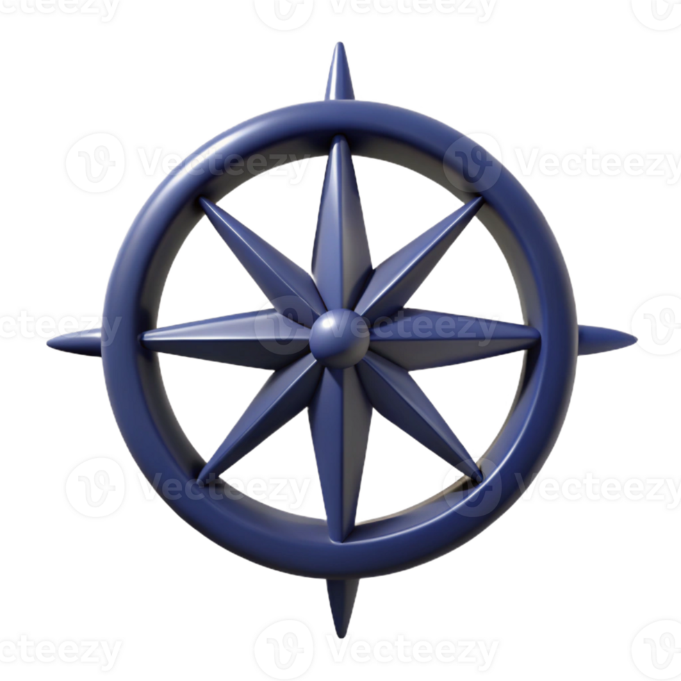 3D Render Star Compass Navigation Graphic png