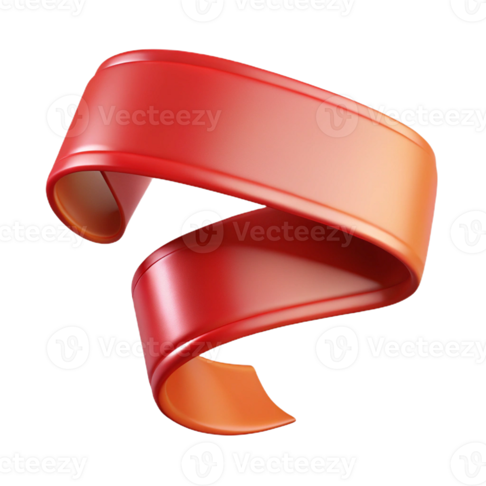 3D Red Swirling Ribbon Illustration png