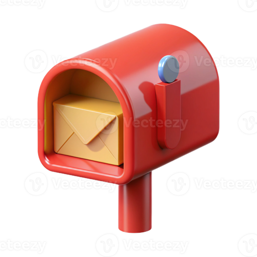3D Render Red Mailbox with Envelope Illustration png