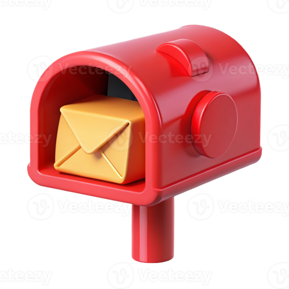 3D Render Red Mailbox with Envelope Illustration png