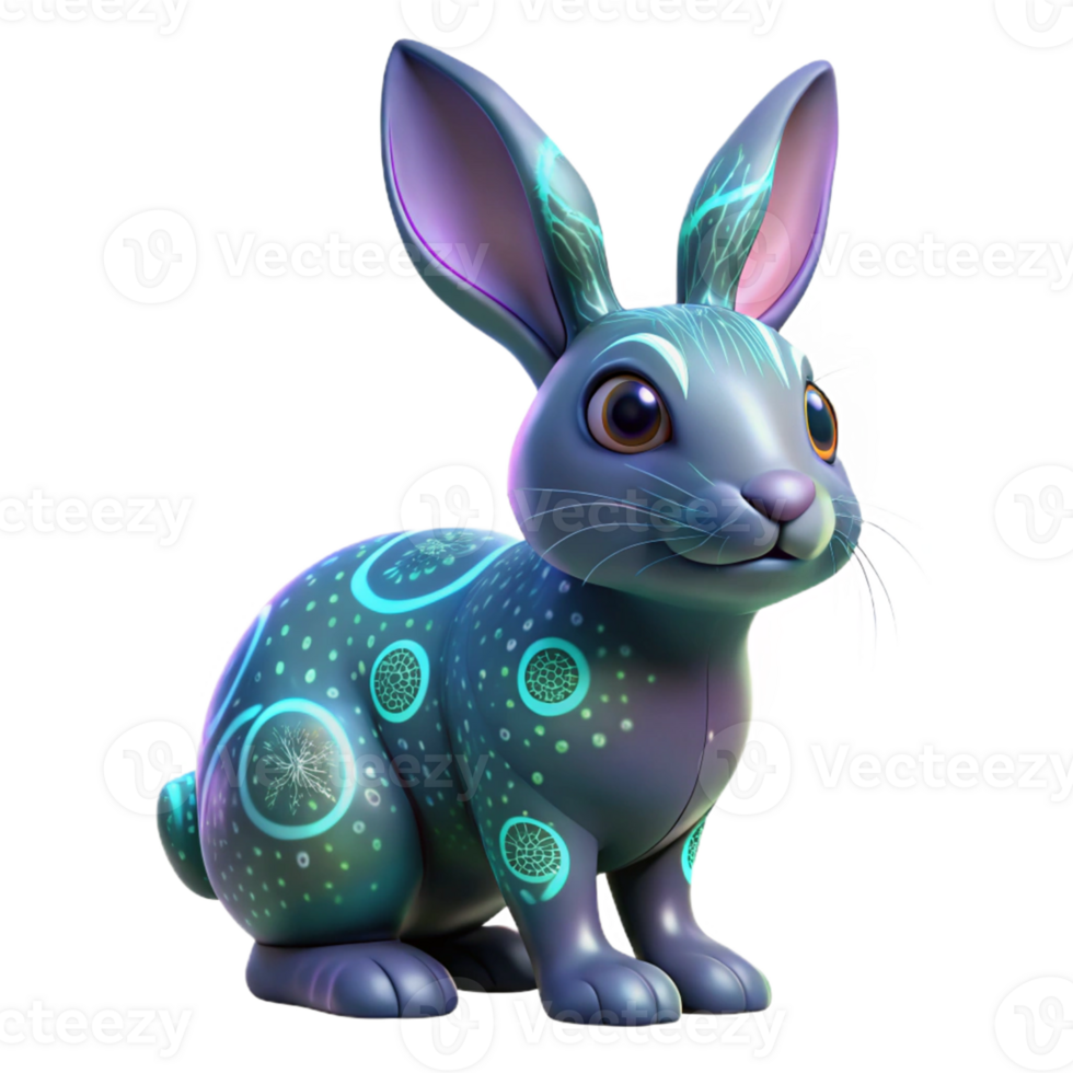 Glowing Rabbit 3D Render png