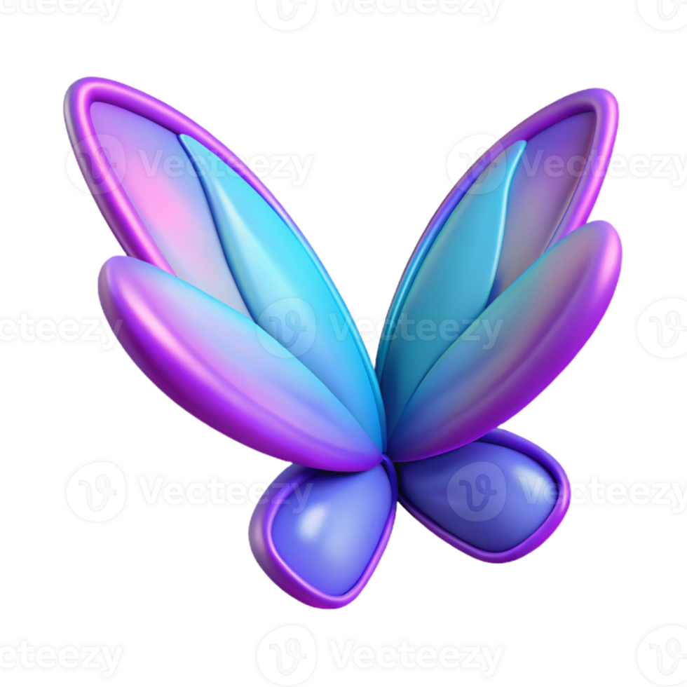 3D Render Purple Blue Butterfly Illustration png
