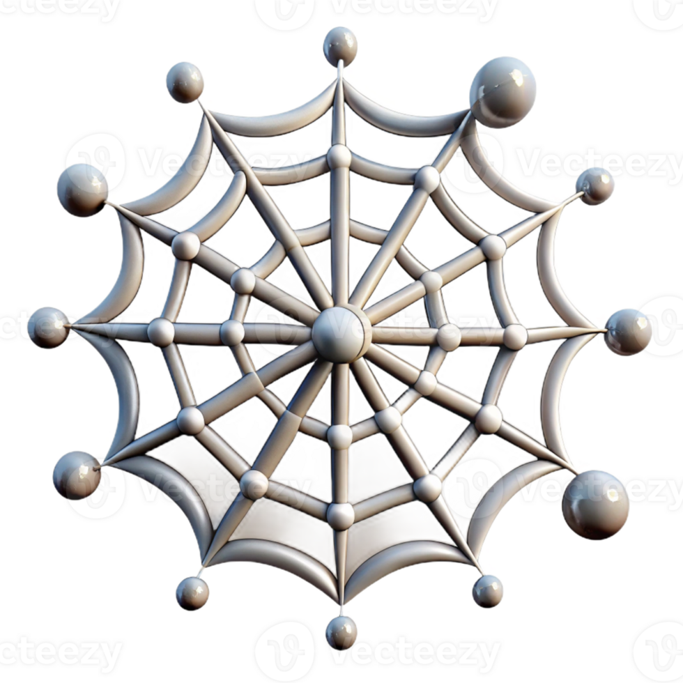 3D Web Illustration Silver Nodes Network png