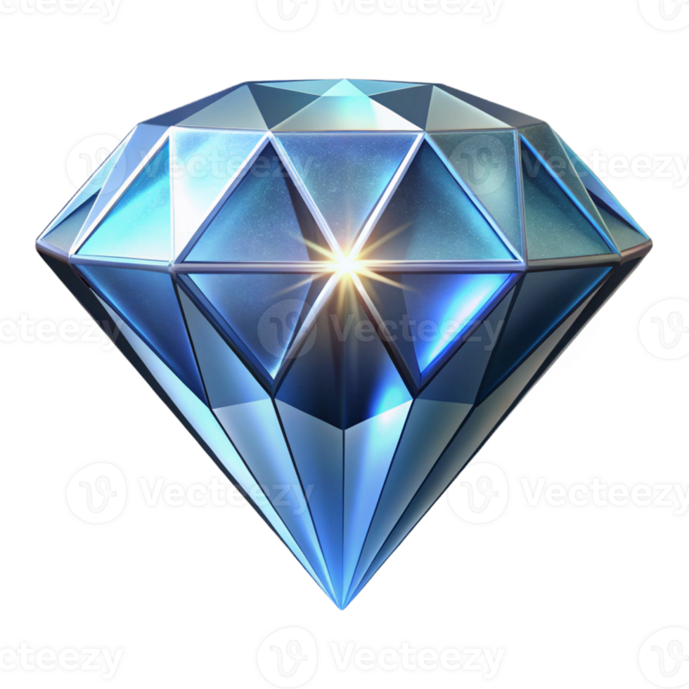 3D Render of a Sparkling Blue Gemstone png