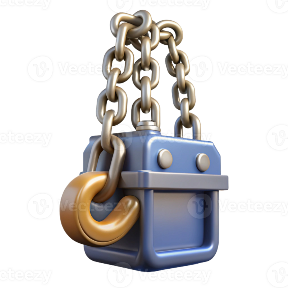 3D Render of a Blue Cargo Crate with Chains png