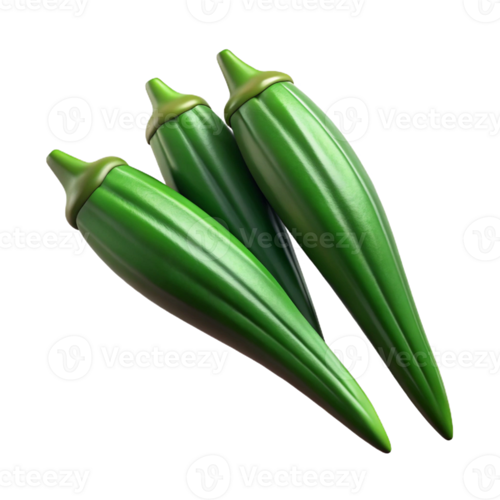 3D Render of Okra Pods png