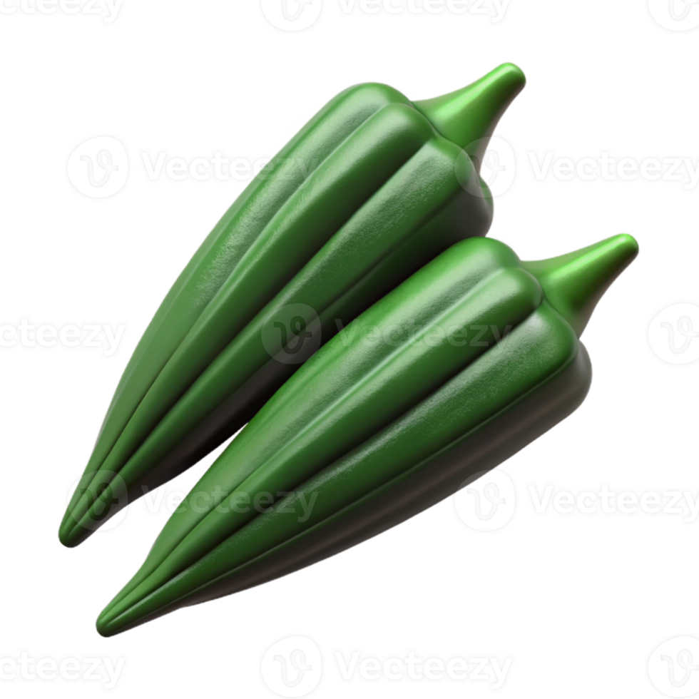 3D Render of Two Okra Pods png