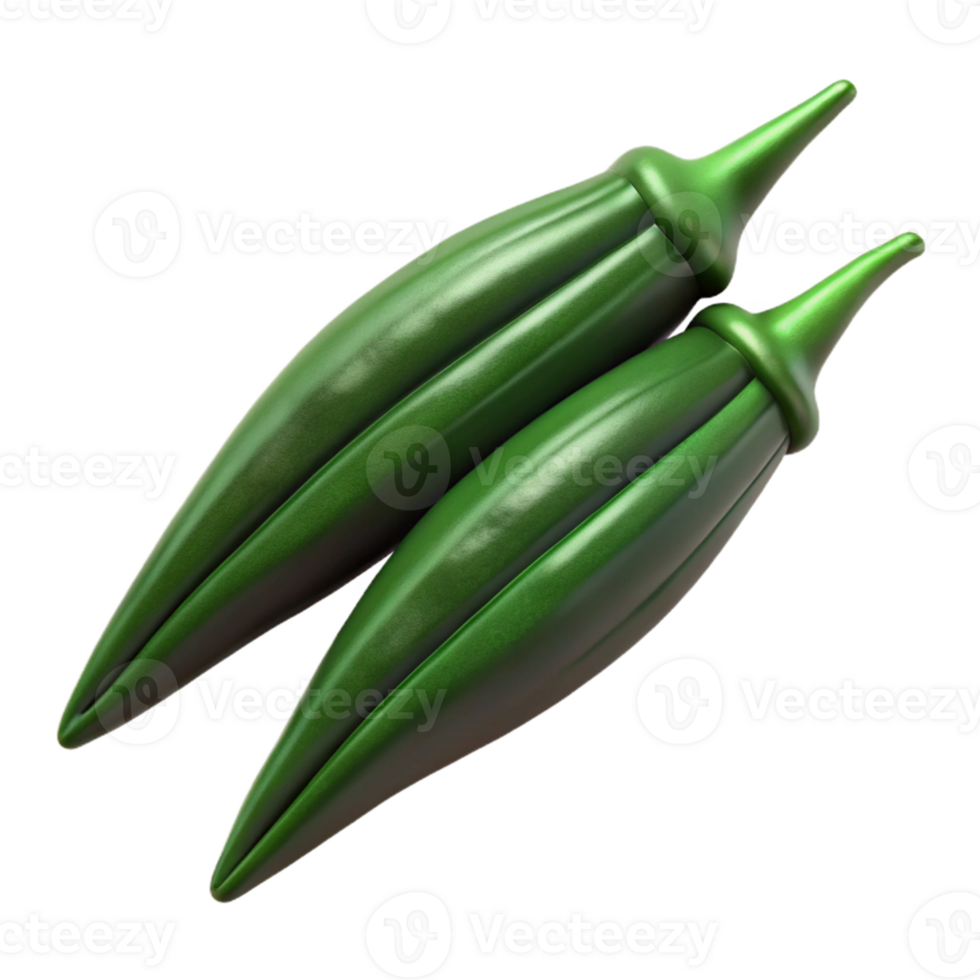 3D Render of Green Okra png