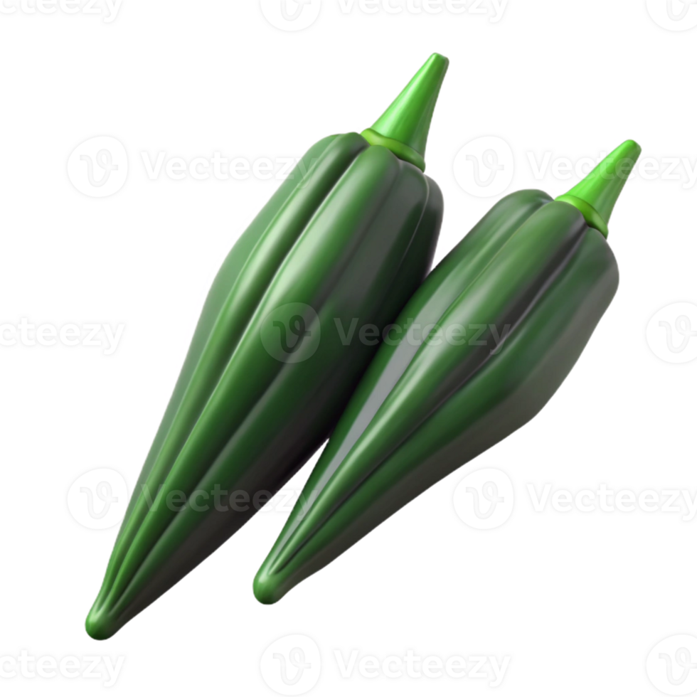 3D Render of Green Peppers png