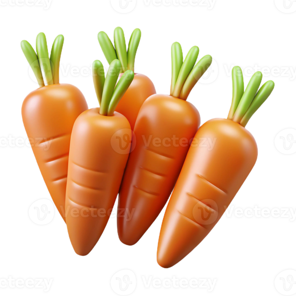 3D Render of Fresh Carrots png