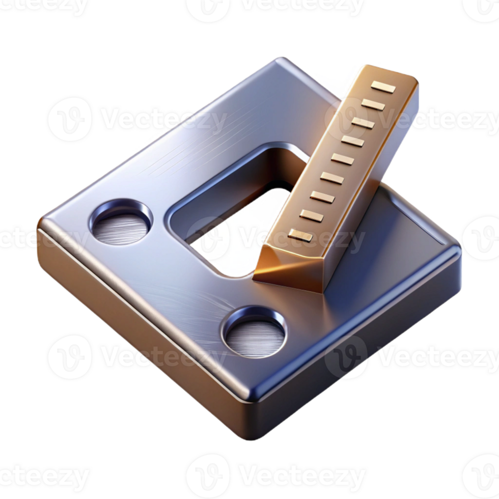 3D Render Metallic Interface Element png