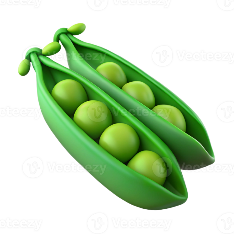 3D Render of Fresh Green Peas in Pods png