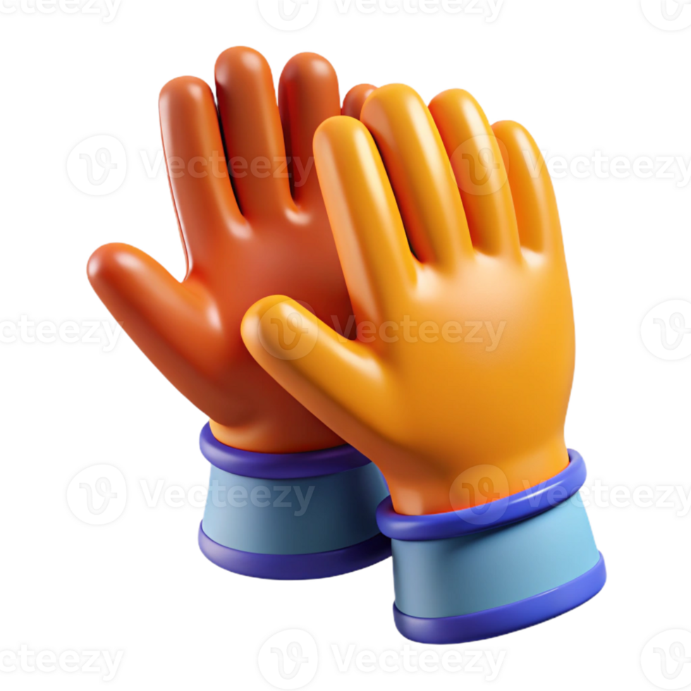 3D Render Cartoon Hands Clapping png
