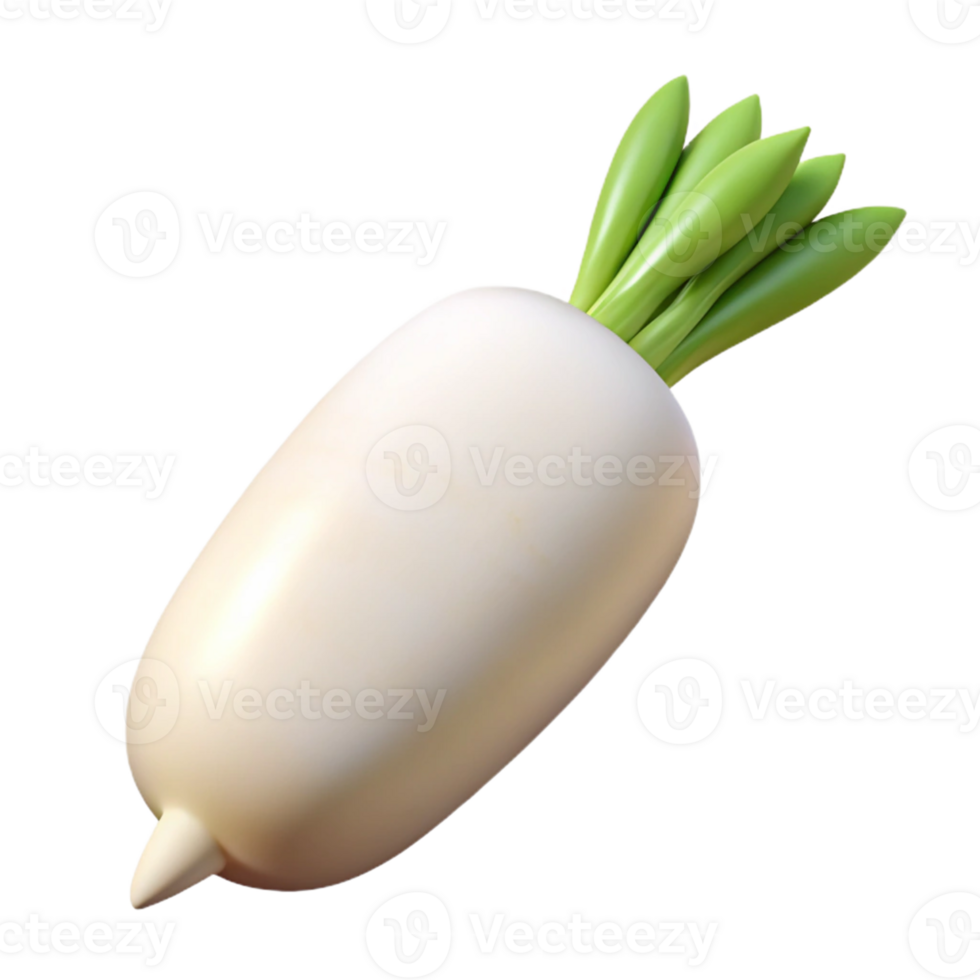 3D Render of a White Radish png