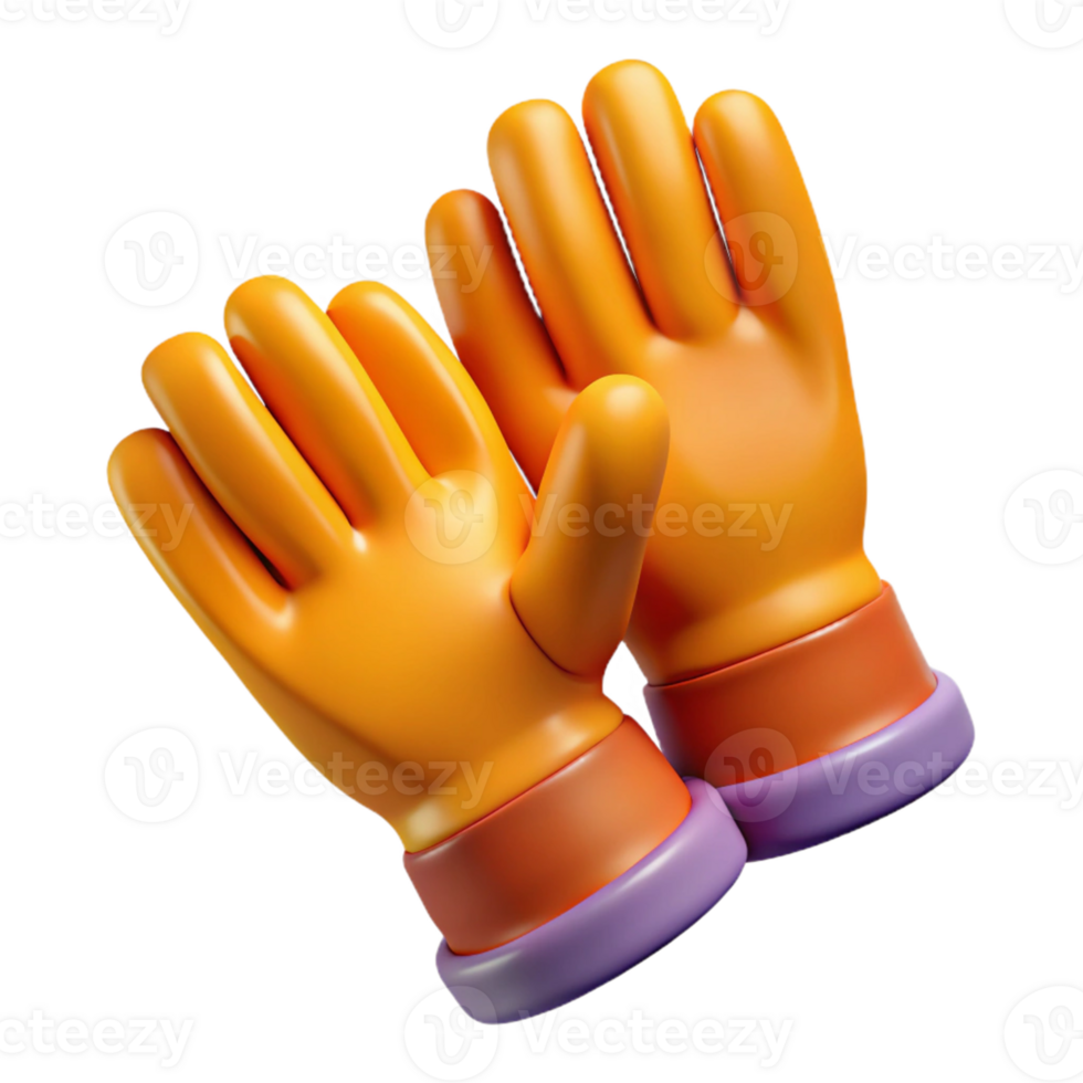 3D Render Orange Gloves Illustration png