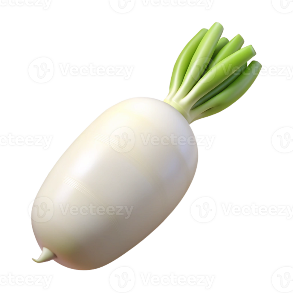 3D Render of a White Radish png