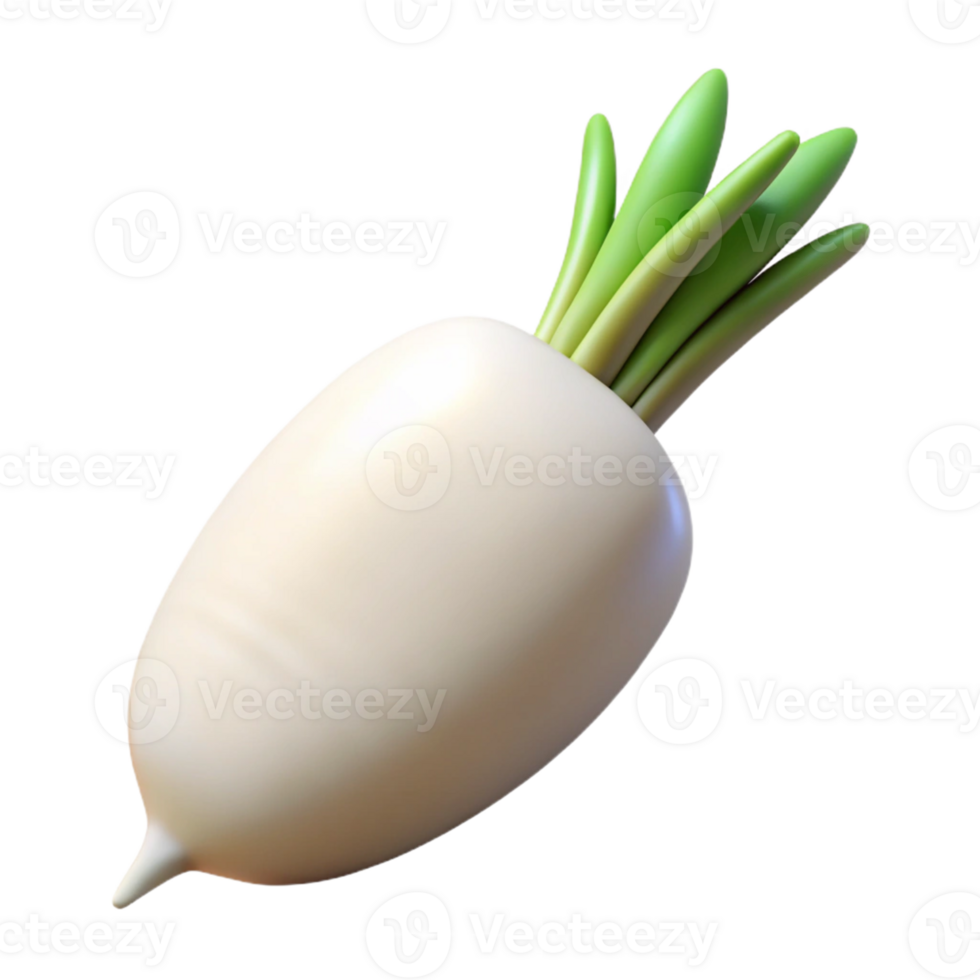 3D Render of a White Radish png