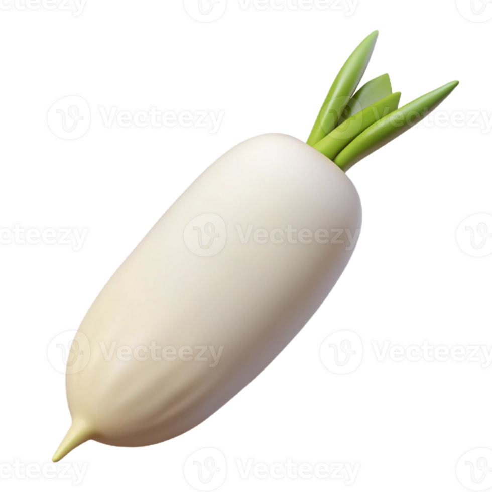 3D Render of a White Radish png