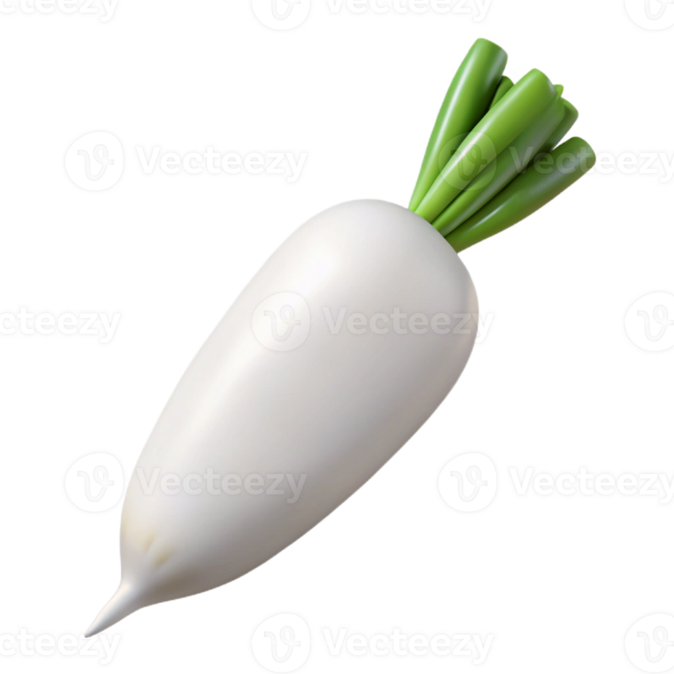 3D Render White Radish Vegetable Illustration png