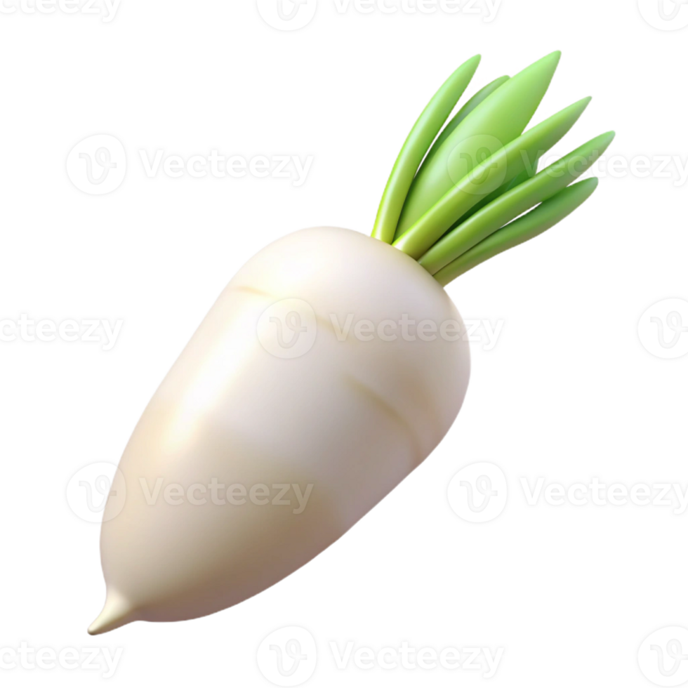 3D Render of a White Radish png