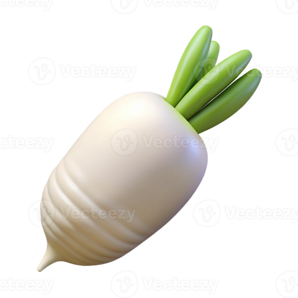 3D Render of a White Radish png