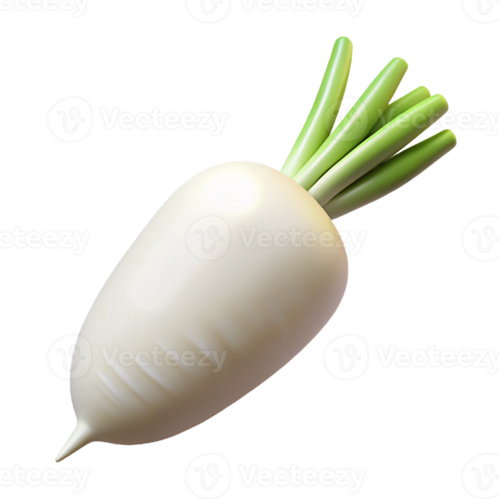3D Render White Radish Vegetable png