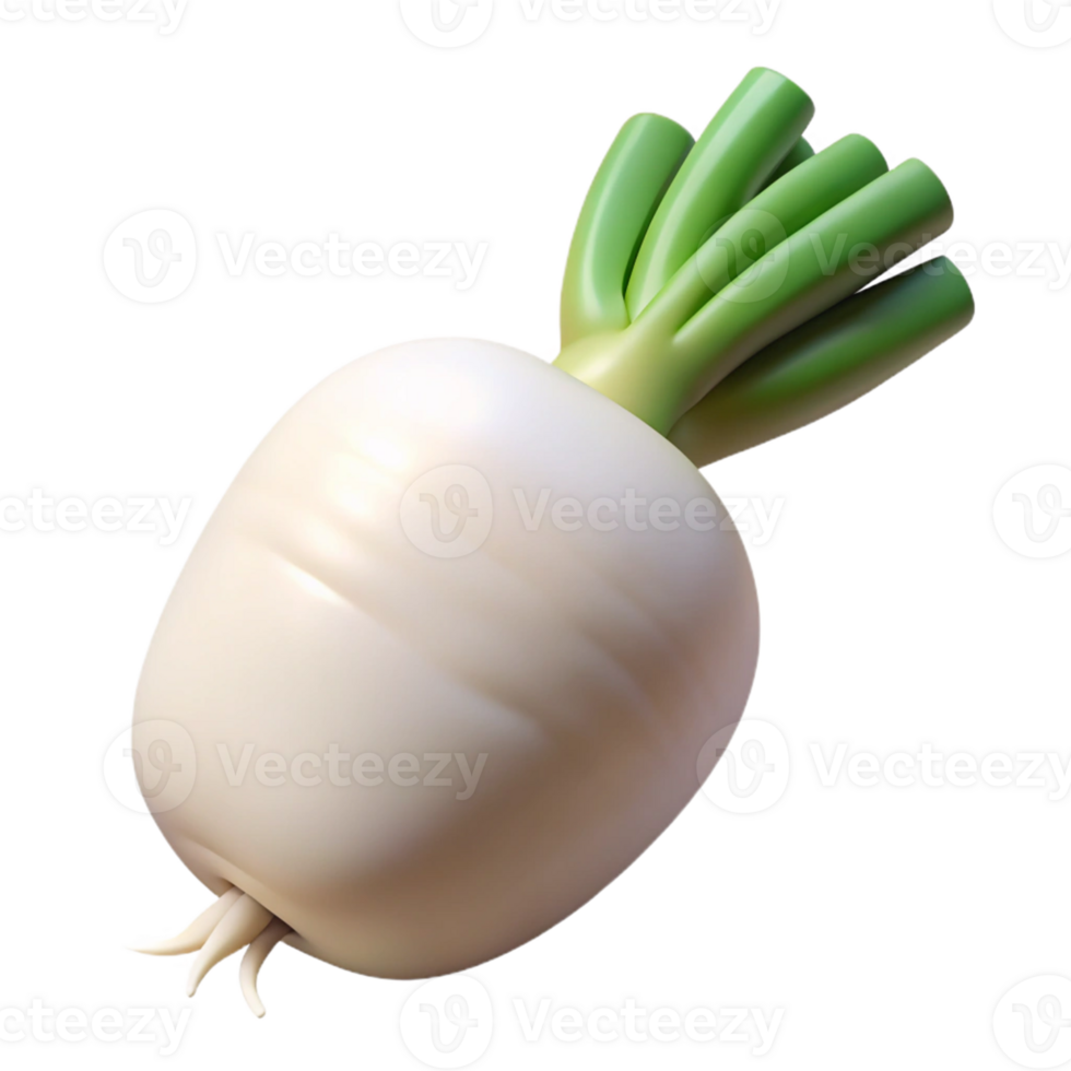 3D Render of a White Radish png