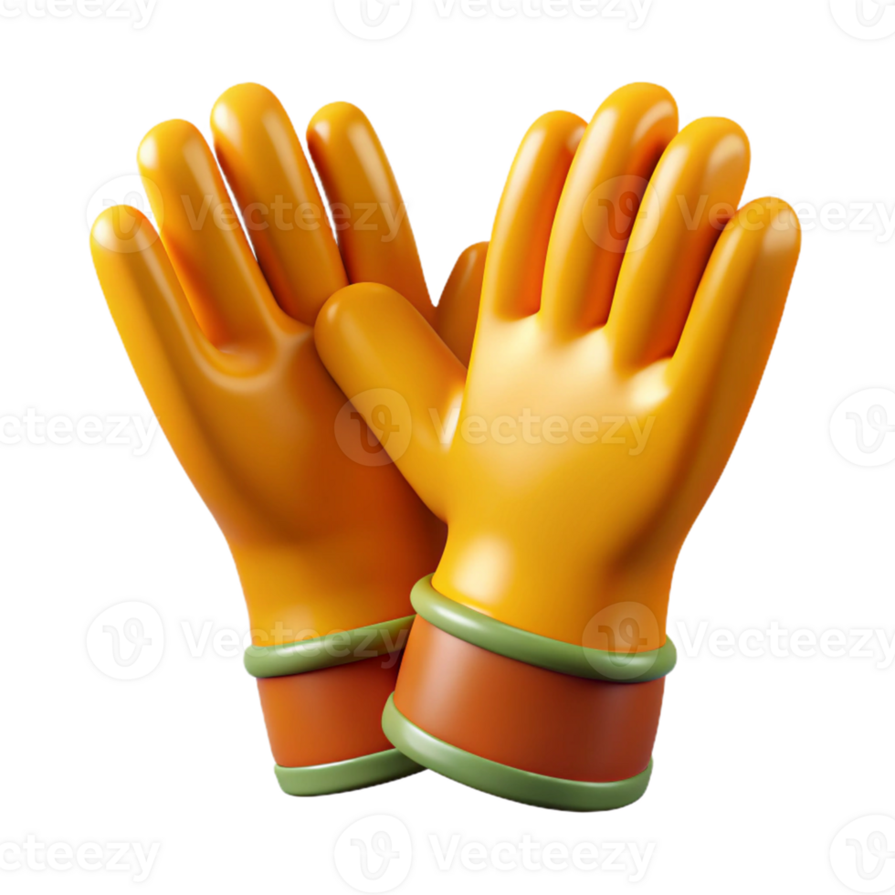 3D Render of Orange Gloves png