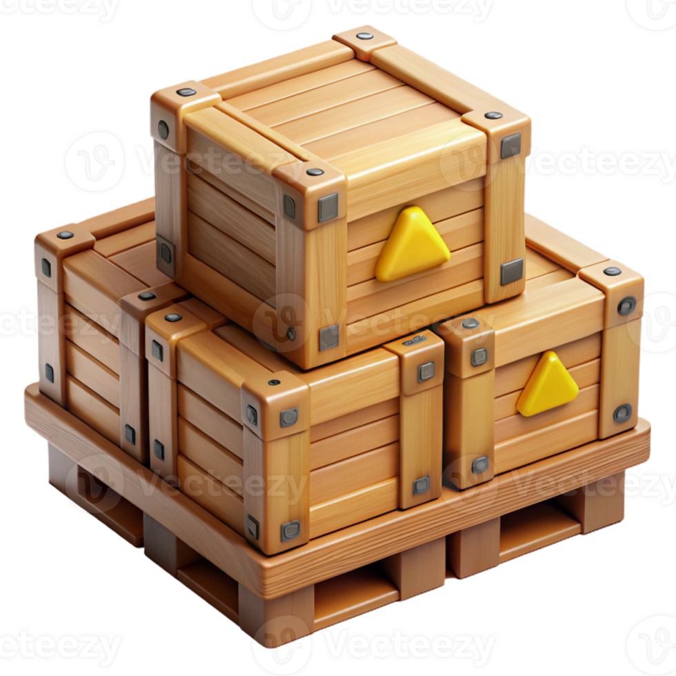 3D Render Wooden Crates on Pallet png