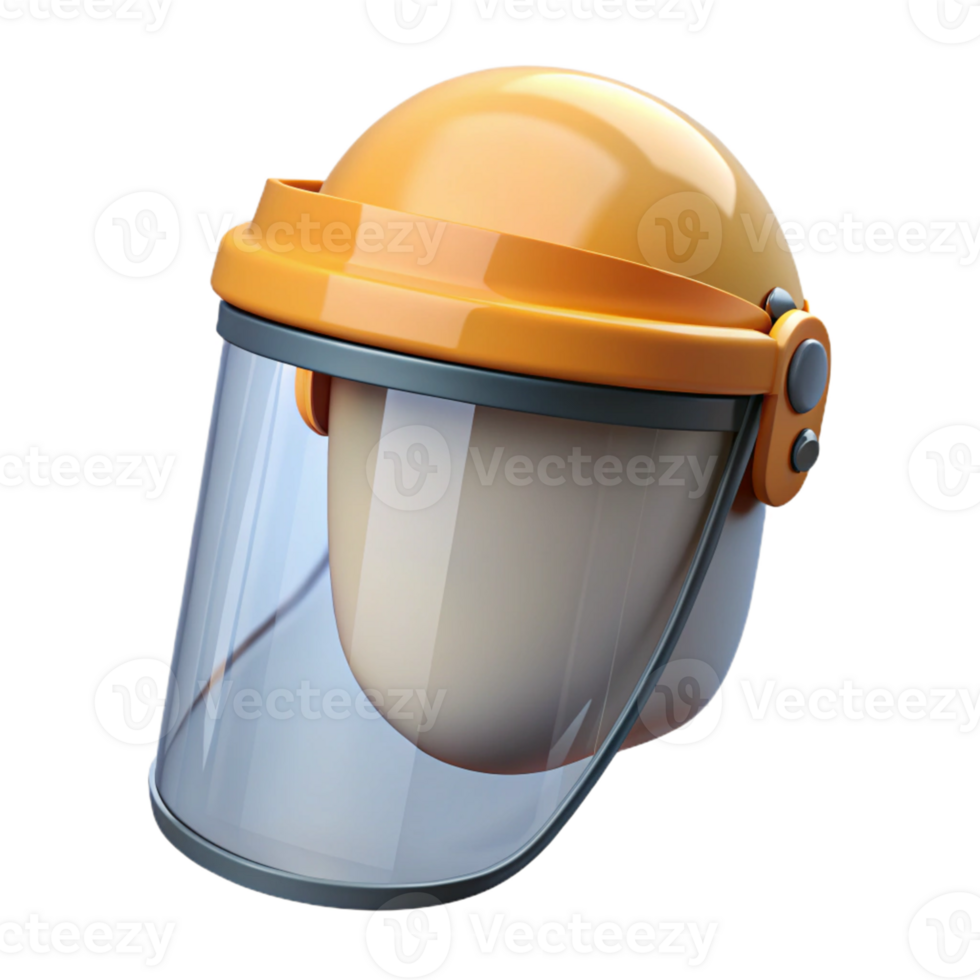3D Render Orange Safety Helmet with Visor png