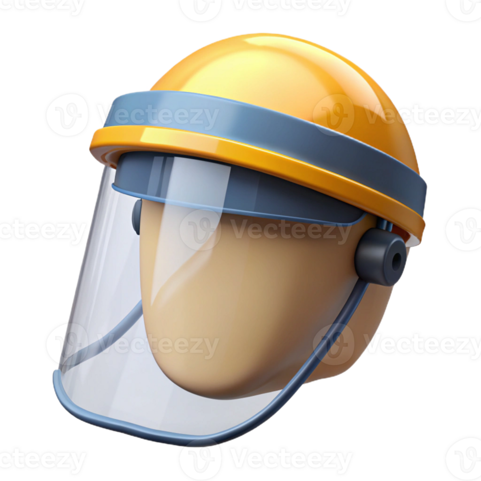 3D Render Yellow Safety Helmet with Visor png