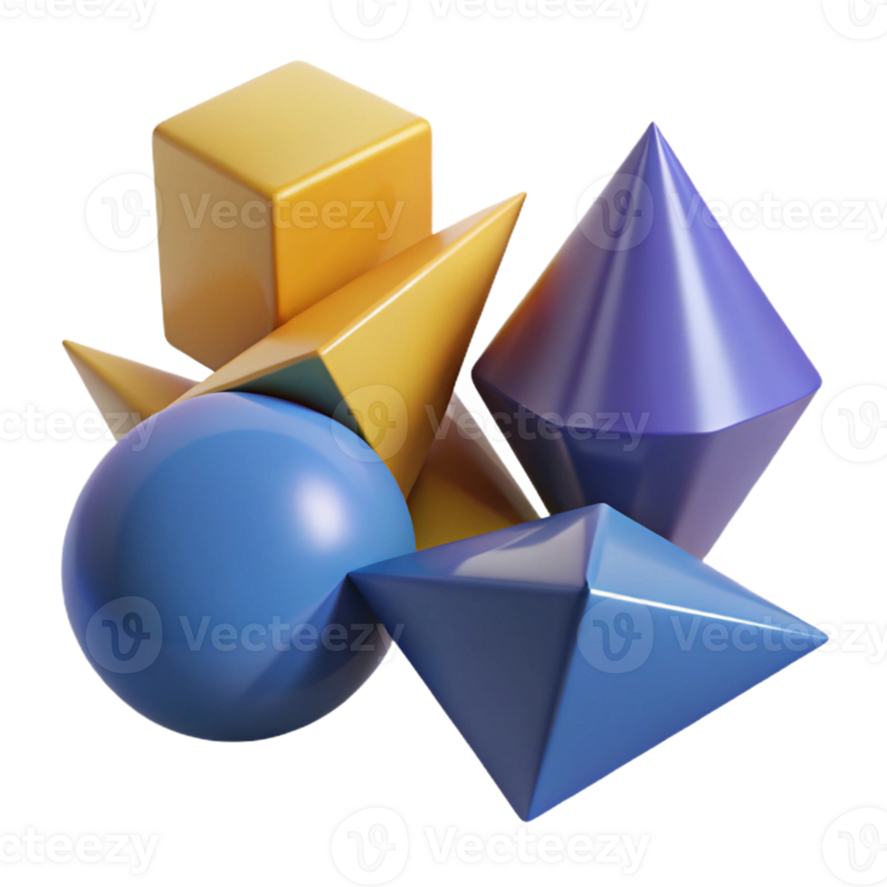 3D Render of Geometric Shapes png