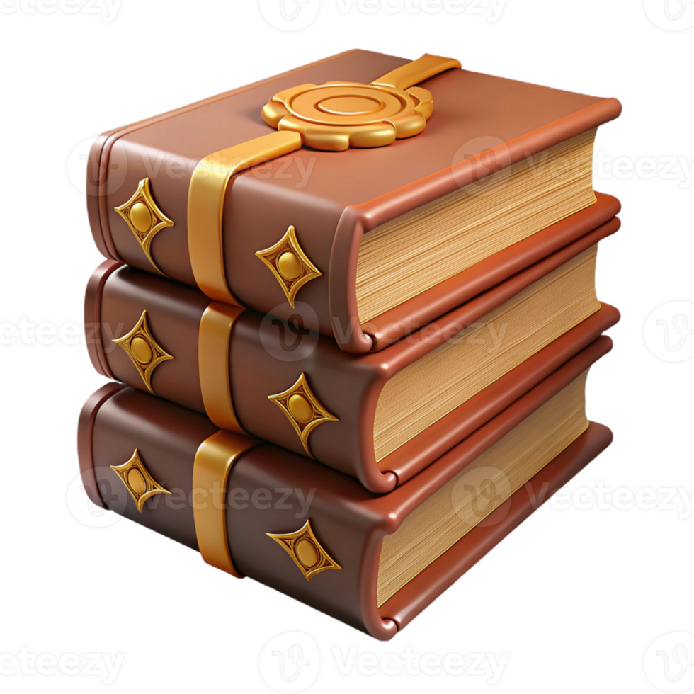 Stack of Antique Books 3D Illustration png