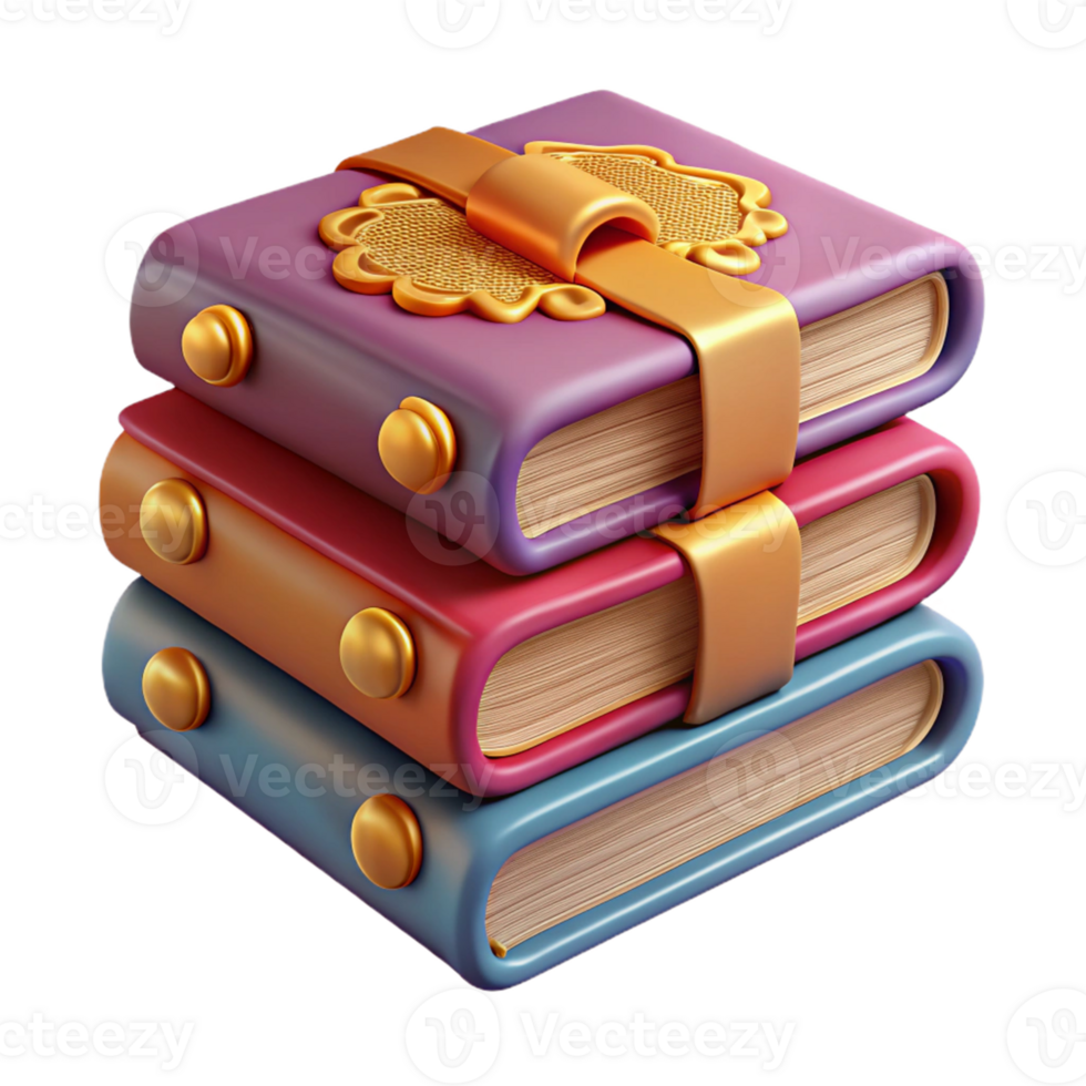 Stack of Colorful 3D Books Illustration png