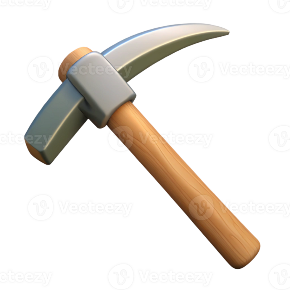 3D Model Pickaxe Wood Handle Mining Tool png