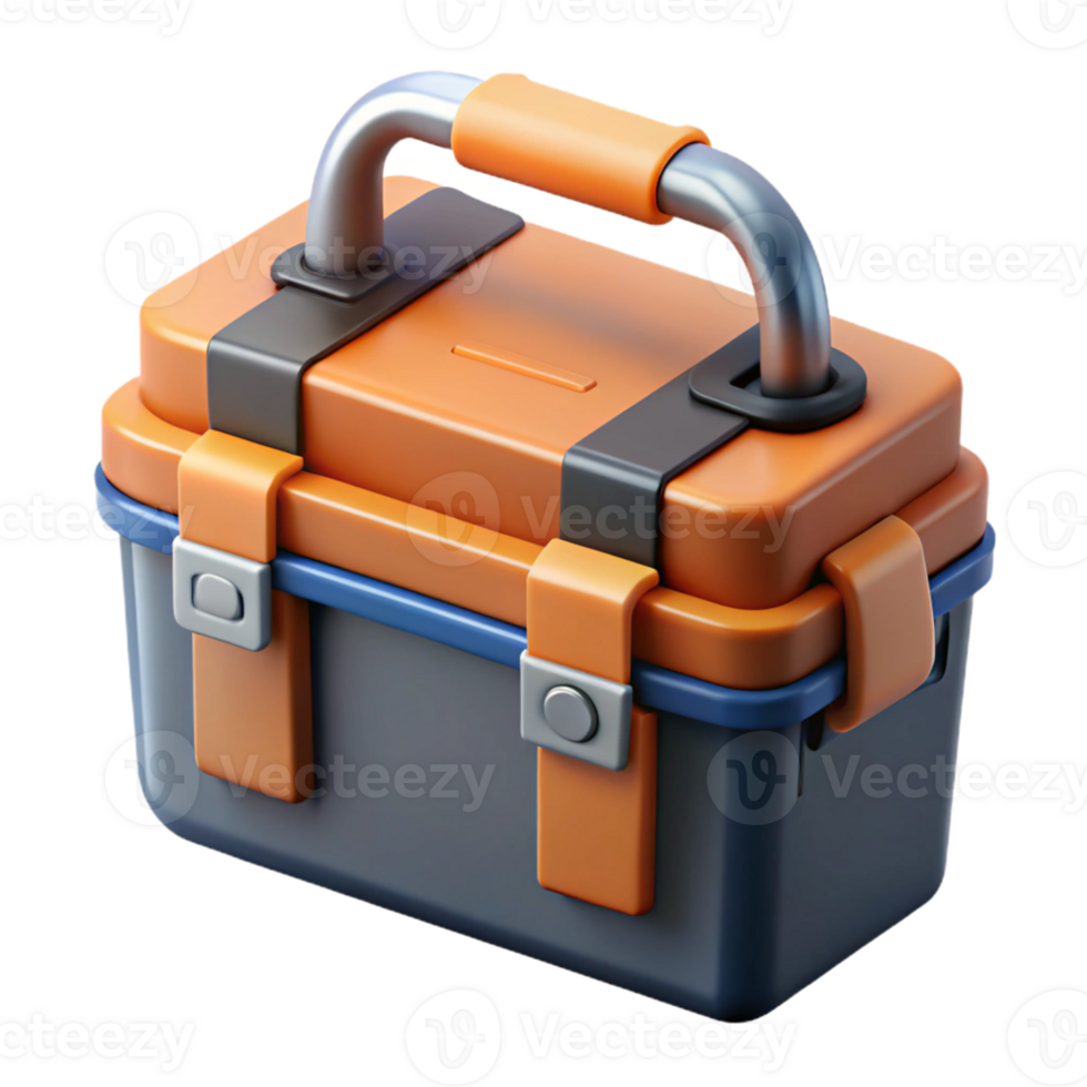 3D Render Orange Tool Box Illustration png