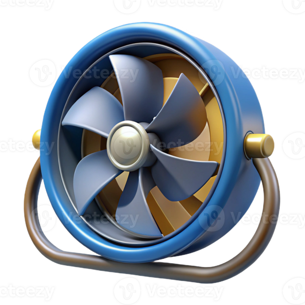 3D Render Blue Desk Fan Illustration png