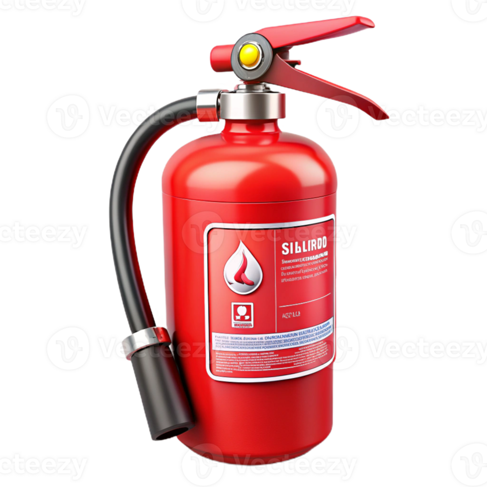 3D Render Red Fire Extinguisher Safety png
