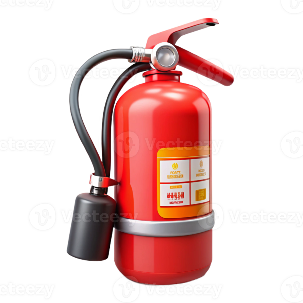 3D Render Red Fire Extinguisher Safety Equipment png