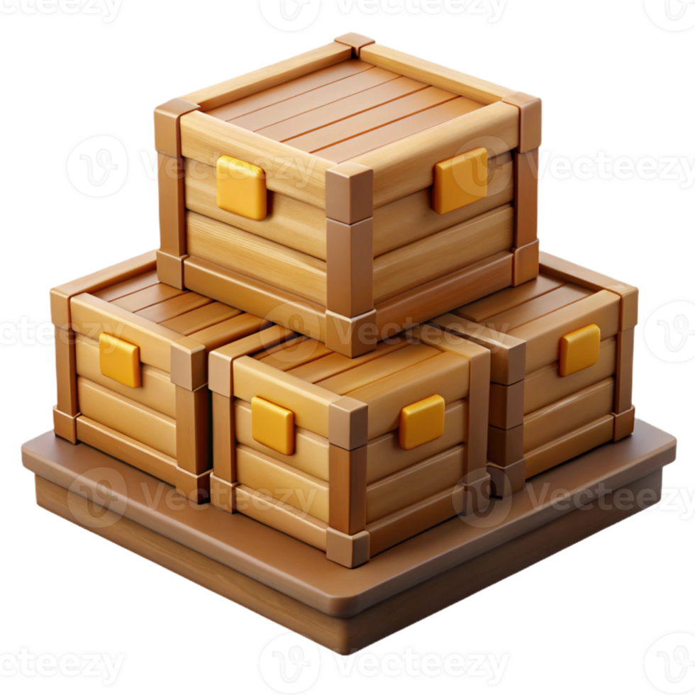 3D Render Stacked Wooden Crates png