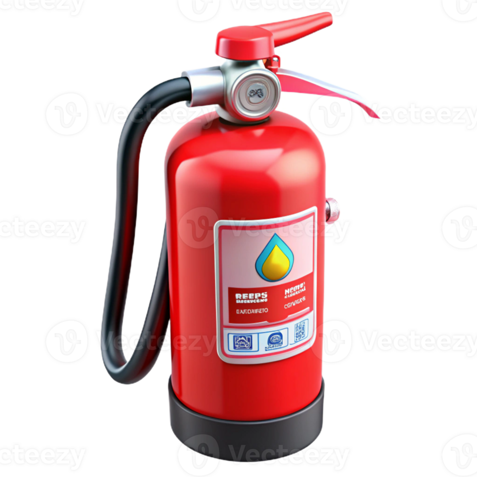 3D Render Red Fire Extinguisher Safety Equipment png