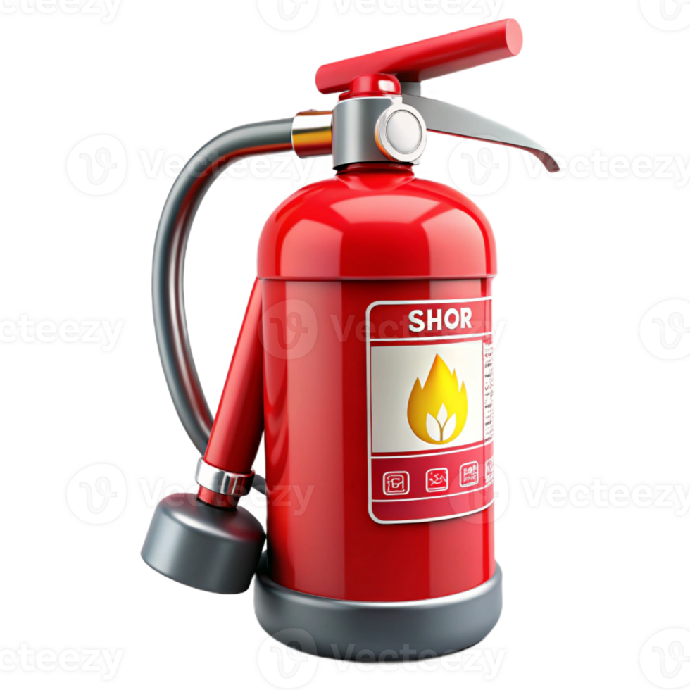 3D Render Red Fire Extinguisher Safety Equipment png