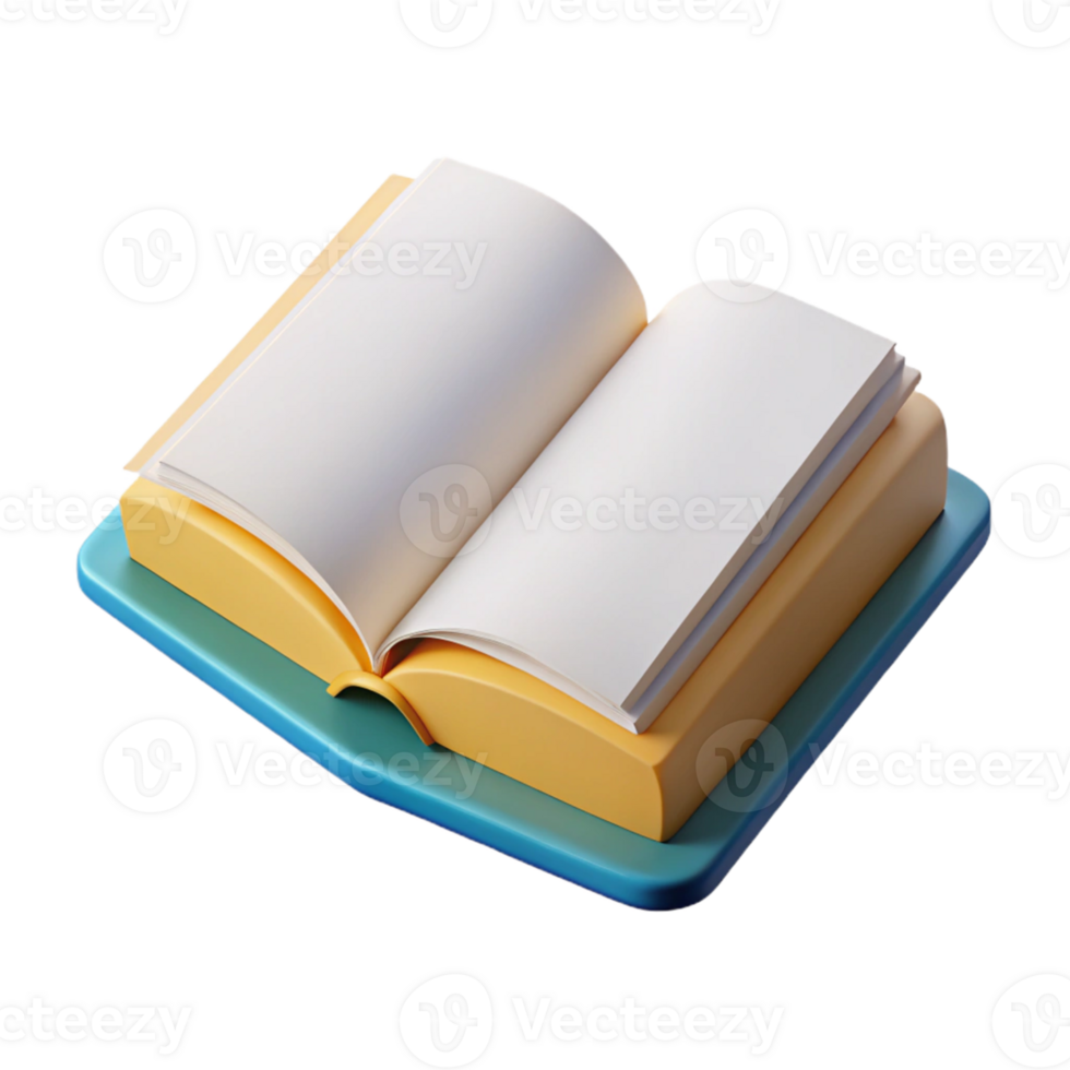 3D Render Open Book Illustration png