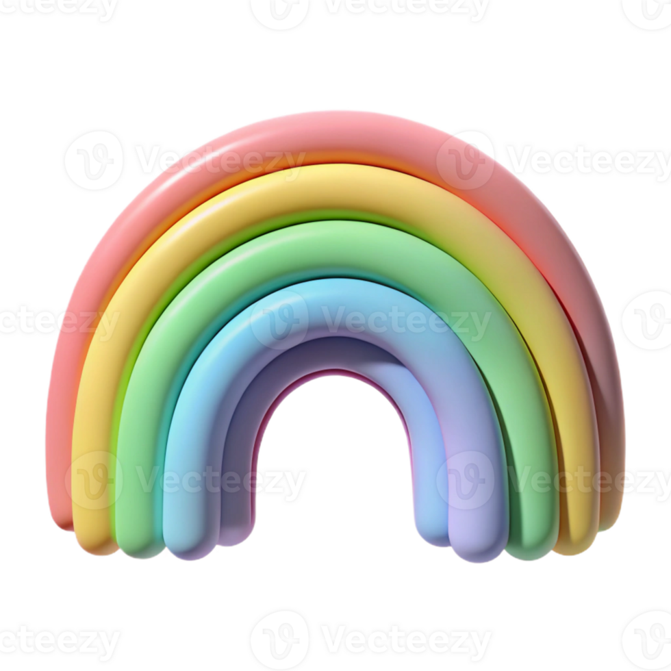 Pastel Rainbow 3D Render png