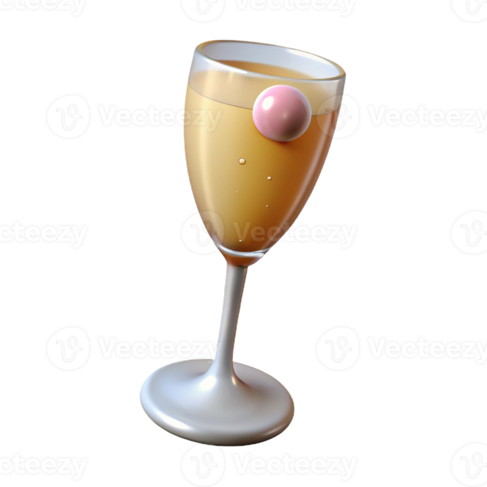 3D Render Champagne Glass Illustration png