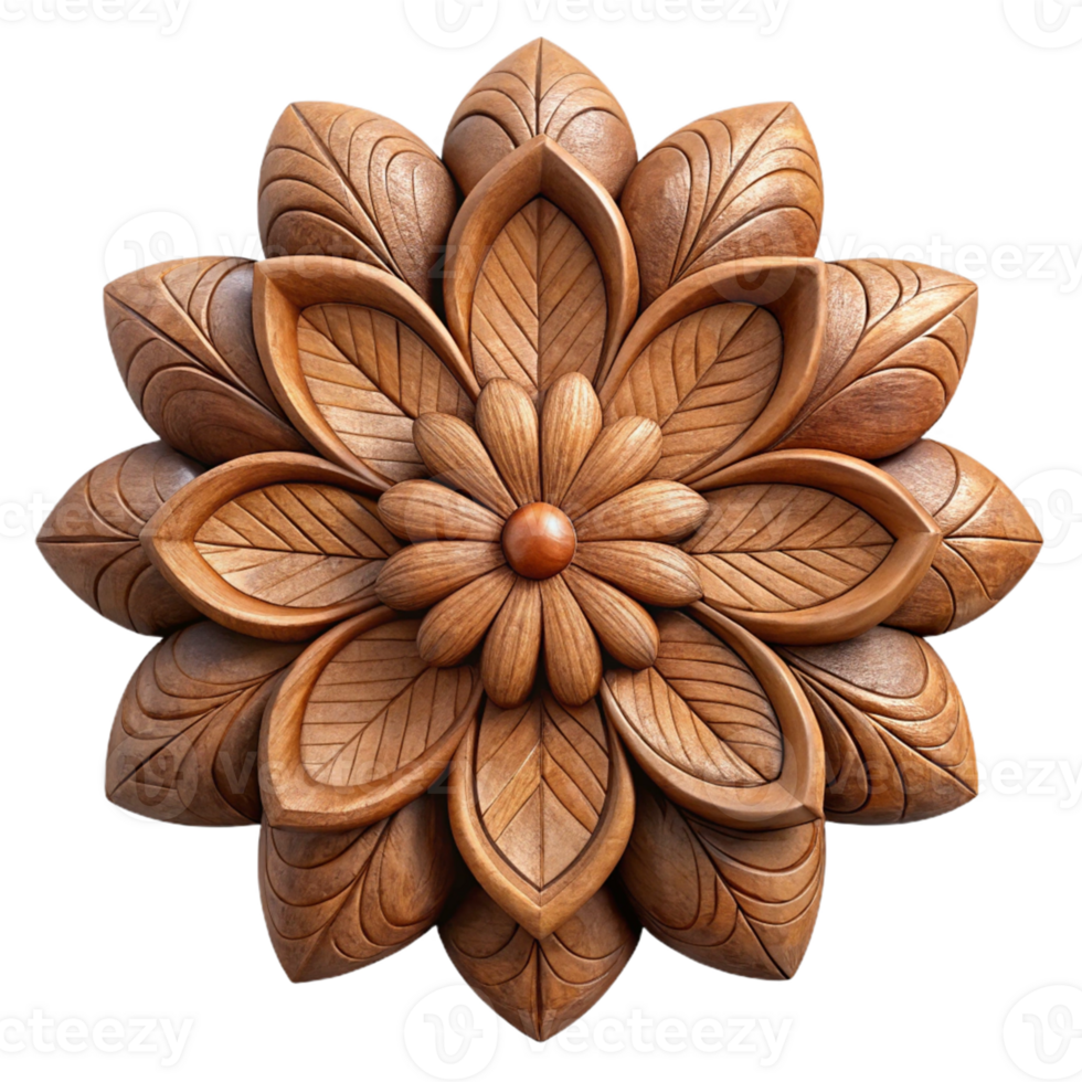 Intricate Wooden Flower Illustration png