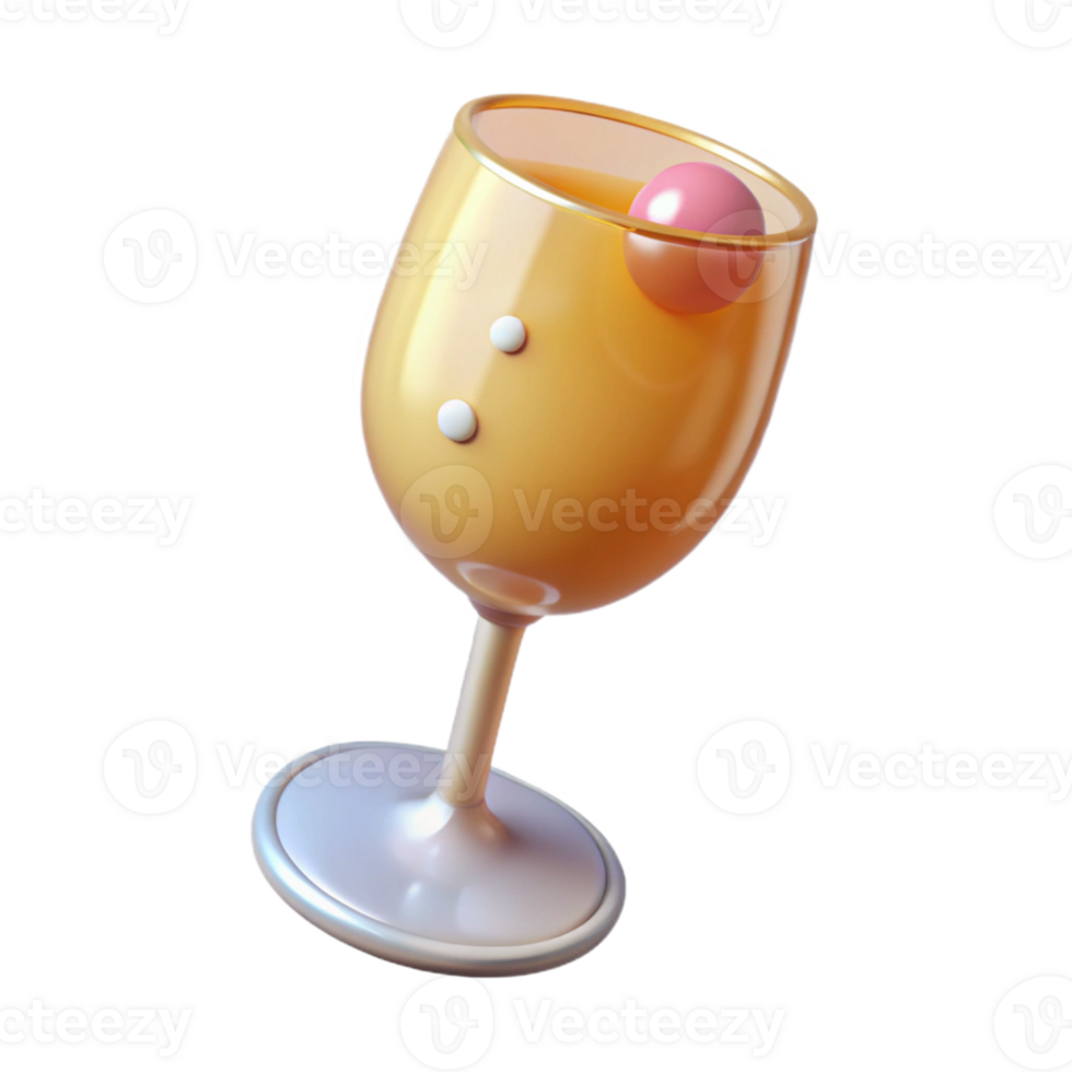 3D Render of Elegant Wine Glass png