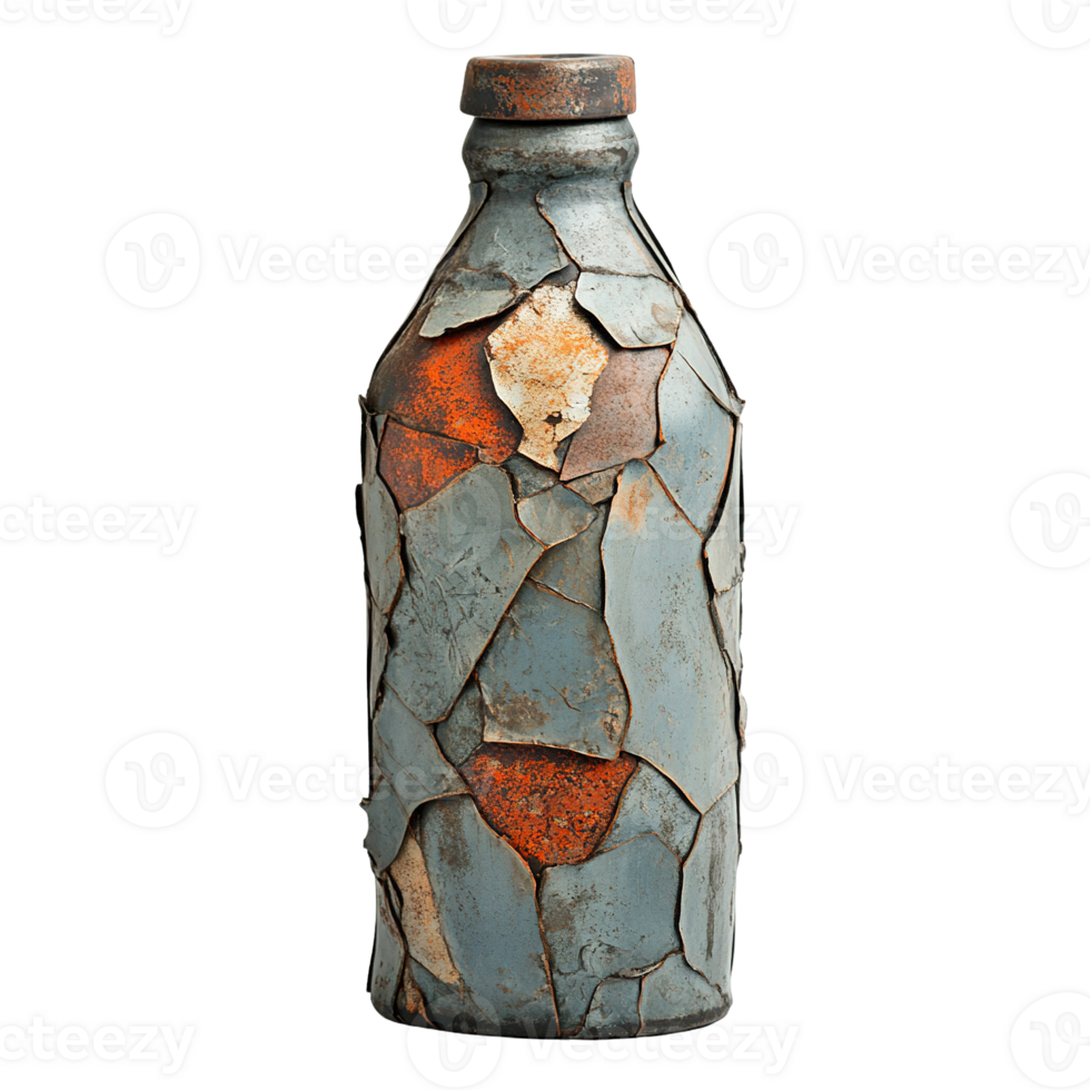 Dented and Degraded Water Bottle with Corroded Surfaces on Transparent background png