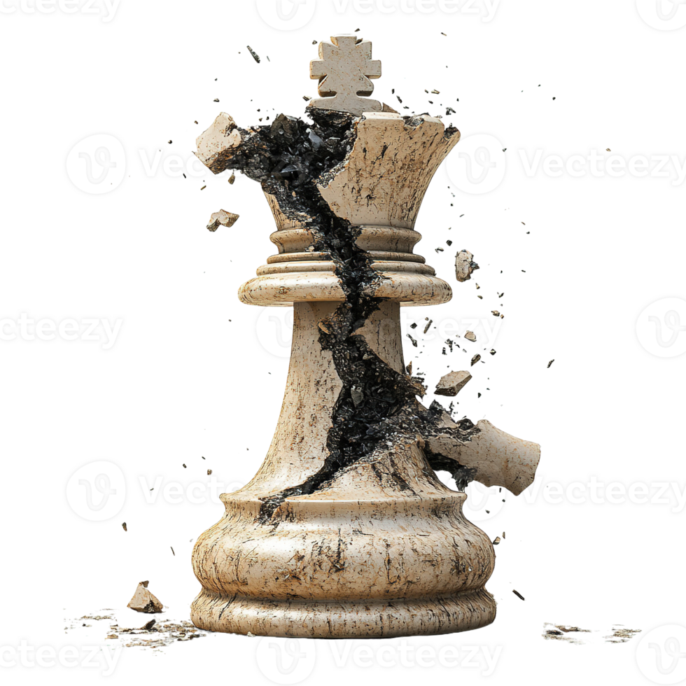 Cracked and Shattered Chess Piece Isolated on Transparent Background png