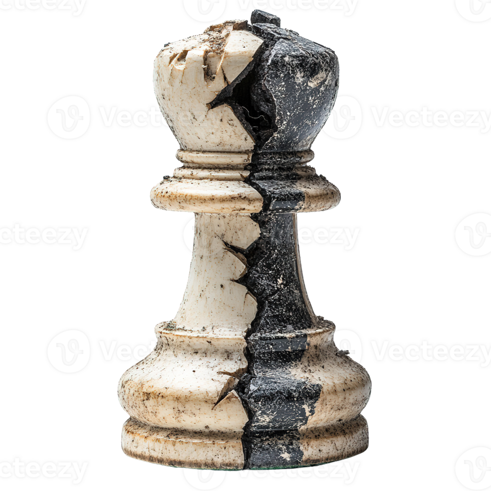 Broken Chess Piece Showing Fractures and Debris Isolated on Transparent Background png